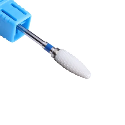 Miniatura 8 de Broca de cerámica de grano grueso para uñas, broca de archivo de cono de cerámica blanca, herramienta de arte de uñas de gel estilo llama 3/32