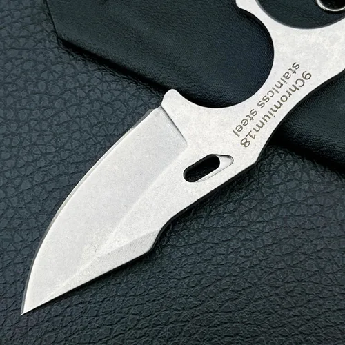 Miniatura 5 de HUAAO Cuchillo de hoja fija EDC de 4.9 pulgadas, hoja de acero 9Cr18MoV y mango de espiga completa, cuchillo pequeño con funda para cortar regalo