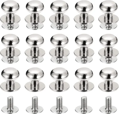 Miniatura 26 de uxcell Remaches de cabeza de bola de 0.157 pulgadas (0.157 in), tornillo trasero, paquete de 15 remaches de pezón de botón de cabeza redonda