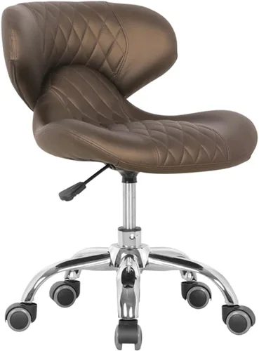 Miniatura 7 de MAYAKOBA HugoII Taburete corto (costura de diamante café), asiento rodante con altura ajustable de 13 a 15 pulgadas, perfecto para sala