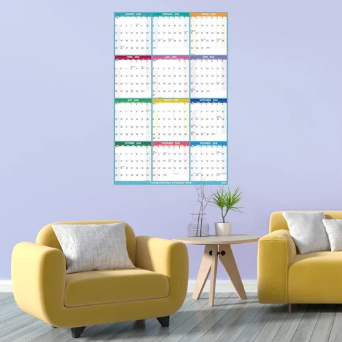Miniatura 8 de Calendario anual de pared 2026 – Calendario anual grande 2026 vetical, enero 2026 – diciembre 2026, 25.2 x 38.2 pulgadas (abierto), calendario 2026
