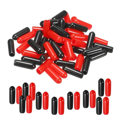 Miniatura 75 de MECCANIXITY 50 unids tapas de goma Surtido de 0.079 in PVC vinilo tornillo rosca protector para tornillo tornillo negro rojo