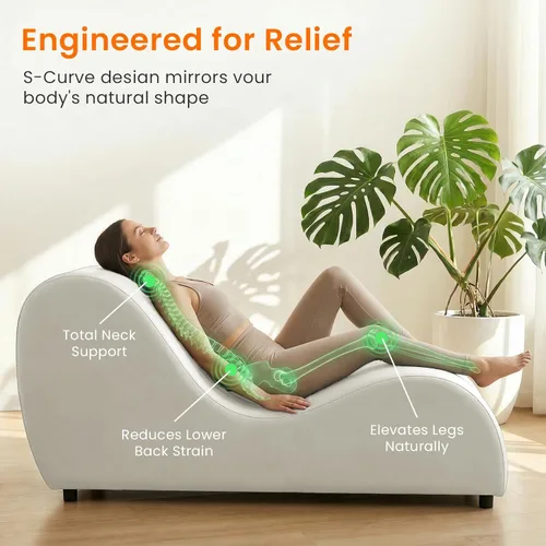 Miniatura 7 de ijuicy Silla ergonómica de terciopelo para yoga, tumbona de yoga para interiores y fitness, compacta de 60 x 18 x 27 pulgadas, reclinable