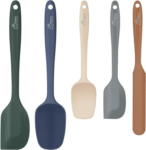 HOTEC Juego de espátulas de goma de silicona resistentes al calor de 600 ℉ sin BPA para hornear, cocinar y mezclar, antiadherentes, aptas para Neutro