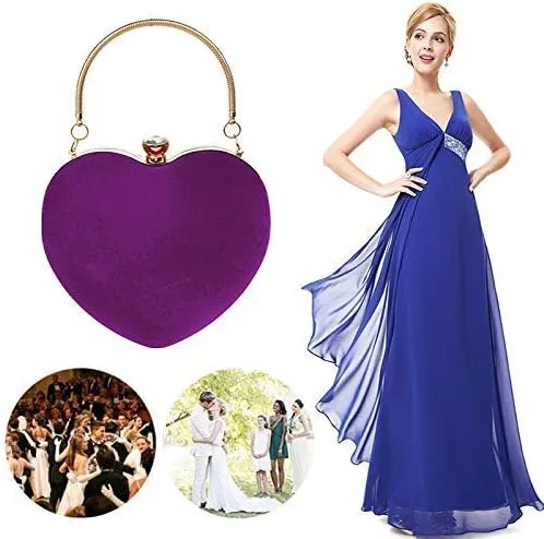 Miniatura 4 de Goclothod Bolso de mano con forma de corazón para mujer bolso de hombro de terciopelo