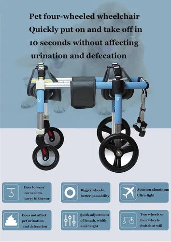 Miniatura 6 de Silla de ruedas para perro de 4 ruedas para patas traseras, carritos ajustables para perros con ayuda para la movilidad para caminar, recuperar