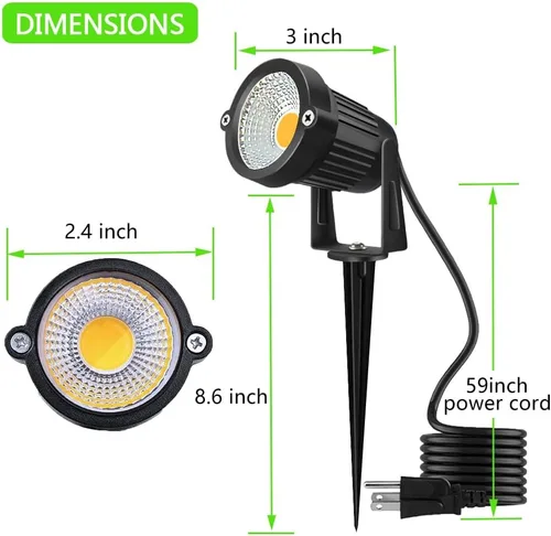 Miniatura 3 de Romwish Foco LED de paisaje de 5 W, iluminación de paisaje al aire libre de 120 V, enchufe de 550 lúmenes, luces LED impermeables para paisaje