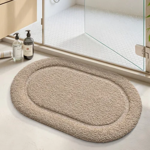 Miniatura 5 de Color&Geometry Alfombra de baño pequeña color beige de 15 x 23 pulgadas, antideslizante, absorbente, suave, lavable, tapete de baño grueso, tapete
