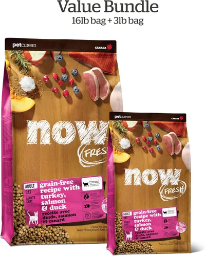 Miniatura 2 de Now Fresh Comida seca para gatos, pavo, salmón y pato, 16 libras y 3 libras, comida para gatos sin granos, hecha con carne y pescado reales, paquete