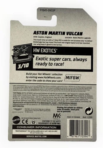 Miniatura 2 de Hot Wheels Aston Martin Vulcan, [verde] 235/250 Exóticos 3/10