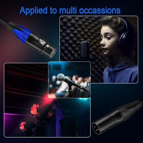 Miniatura 8 de LanSenSu 1 micrófono divisor XLR Y macho a 2 hembras, XLR hembra de 3 pines a doble XLR macho Y-Splitter Cables de audio de micrófono equilibrado