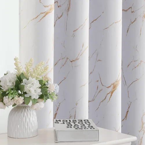 Miniatura 11 de H.VERSAILTEX Cortinas 100% opacas de 63 pulgadas de largo, juego de 2 paneles de cortinas estampadas con aislamiento térmico para dormitorio