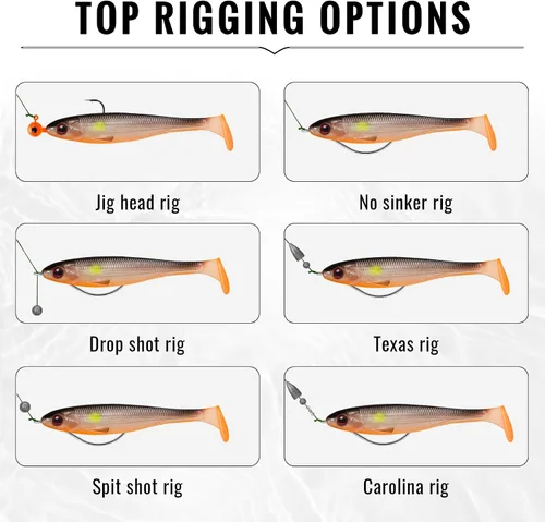 Miniatura 4 de TRUSCEND Shadtale Easy Catch Soft Fishing Lures, Unique Vibration and Action for Various Rigs, Paddle Tail Swimbaits Trailer for Bass, Trout