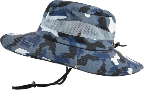 Miniatura 7 de Sombrero de camuflaje militar de ala ancha para pesca de verano, caza, camping, senderismo, sombrero de sol al aire libre, sombrero Boonie Verde