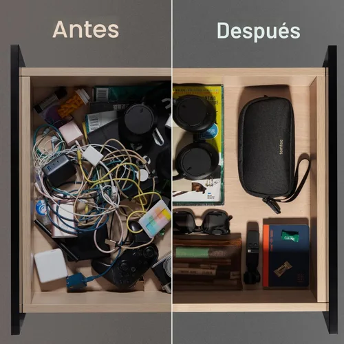 Miniatura 9 de tomtoc Organizador de Electrónicos Estuche de Viaje, Bolsa de Viaje Resistente al Agua Organizador de Cables para Artículos Esenciales, Bolsa Negro