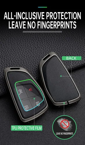Miniatura 4 de KUNIO Funda para Llavero de Coche Compatible con Chevy Silverado Traverse Equinox Sierra 1500 2500HD 3500HD 2022-2025 Portallaves de Cuero PU Negro