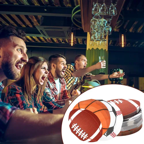 Miniatura 5 de Honoson 100 servilletas de baloncesto para fiestas de cumpleaños, suministros de fútbol, baloncesto, béisbol, fútbol, papel desechable, cóctel