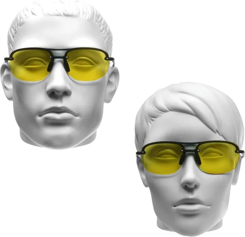 Miniatura 3 de proSPORT Visión nocturna antideslumbrante lente amarilla gafas de sol conducción hombres mujeres aviador metal plástico Marcos Marco negro Panther