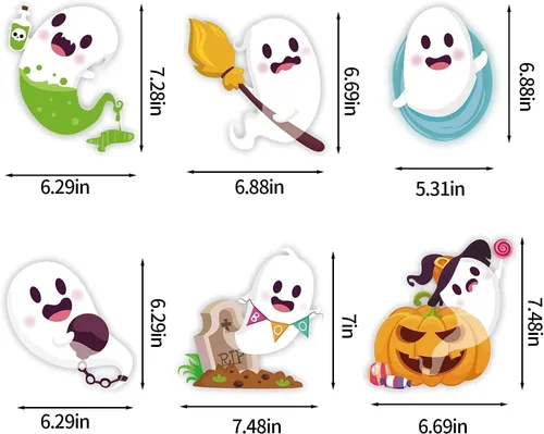 Miniatura 3 de LOKIPA Adhesivos para ventana de Halloween, 8 hojas de calcomanías de Halloween para ventana de vidrio