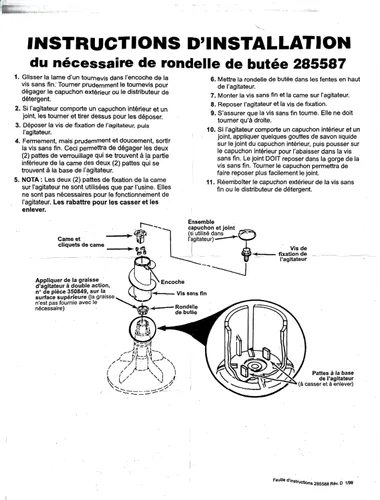 Miniatura 6 de 285811 Kit de reparación de agitador de lavadora de repuesto para lavadoras Whirlpool y Kenmore, compatible con AP3138838, 2744, 285746, 285811VP