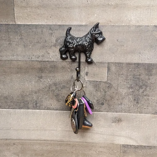 Miniatura 4 de Treasure Gurus - Gancho para perro de hierro fundido Scottie para colgar en la pared, para sombrero, soporte para correa para mascotas, llavero