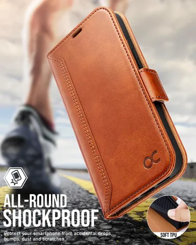 Miniatura 6 de OCASE Funda Cartera Compatible con iPhone 15, Funda Tipo Folio de Cuero PU con Tapa, con Portarjetas y Bloqueo RFID, Función Atril