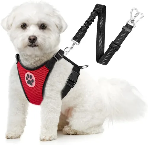 Miniatura 8 de SlowTon Arnés de Cinturón de Seguridad para Perros para Coche, Arnés de Coche para Perros Ajustable de Malla Transpirable y Cinturón de Seguridad