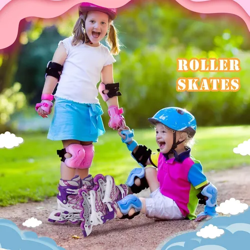 Miniatura 6 de Patines en línea para niñas de 8 a 12 años, patines en línea de doble fila para niños y niñas, patines de 6 a 12 años, patines ajustables con luz