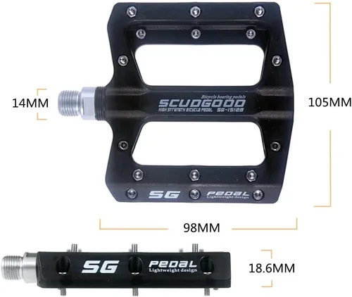 Miniatura 2 de UPANBIKE Pedales de bicicleta 3 pedales de rodamiento sellados 9/16 "husillo de fibra de nailon (poliamida) plataforma plana para MTB Mountain Bike