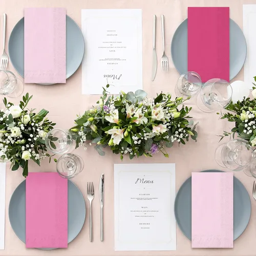 Miniatura 7 de Whaline Paquete de 150 servilletas rosas para invitados, 3 colores rosa degradado, toallas de mano desechables para baño, día de la madre, boda