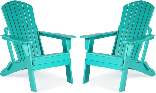 Aoodor Silla Adirondack plegable HDPE para todo tipo de clima, para patio, jardín, patio, césped, hoguera, juego de 2, Aruba