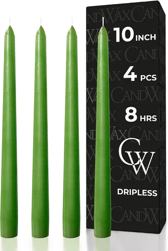 Miniatura 21 de CANDWAX Paquete de 4 velas cónicas blancas, sin goteo, de combustión lenta, sin perfume, de 12 pulgadas, ideales para mesa de comedor, candelabros