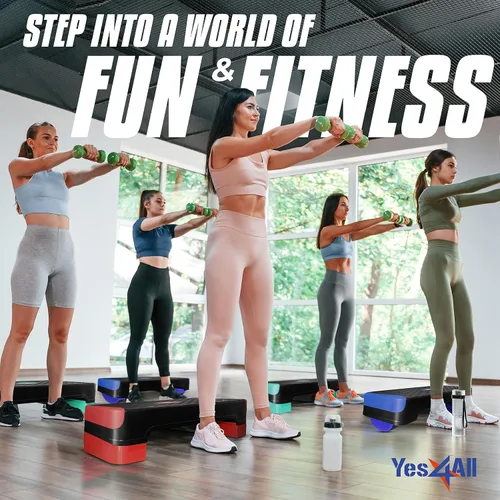 Miniatura 7 de Yes4All Plataforma de Step Aeróbico Ajustable 2 en 1 Stepper para Ejercicios de Fitness con Patas de Tabla de Equilibrio Basculante para A. Neo Verde