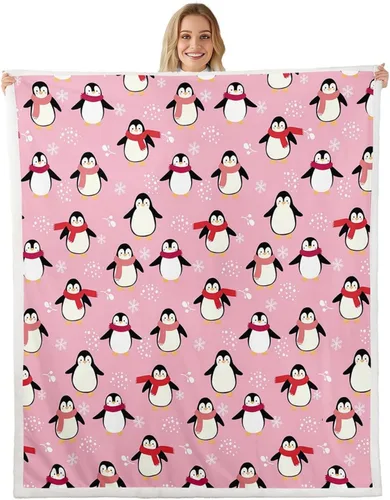 Miniatura 11 de Manta de pingüino kawaii, manta de invierno con diseño de pingüinos, manta de invierno con diseño de animales antárticos para niños y niñas, manta