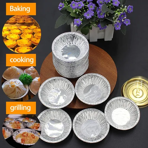 Miniatura 3 de U/D Paquete de 200 moldes de papel de aluminio para tartas, tartas para hornear, tazas de papel de aluminio y moldes desechables para tartas