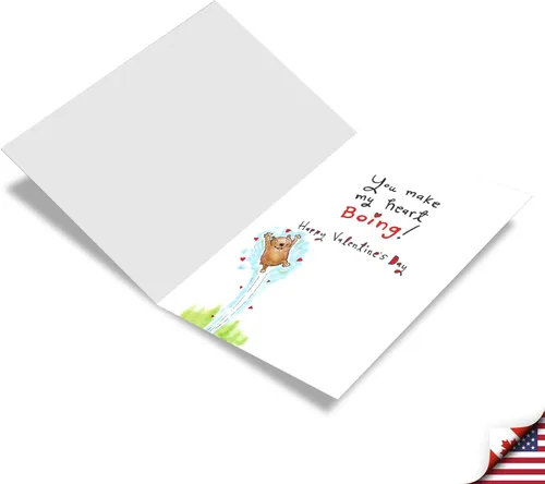 Miniatura 2 de NobleWorks Divertida tarjeta de felicitación del día de San Valentín con sobre de 5 x 7 pulgadas (1 tarjeta) oso de trampolín C10442VDG