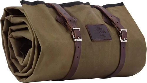 1844 Helko Werk Alemania - Saco de dormir de lona encerada hecho a mano para vaqueros - Saco de dormir para acampar con correas de cuero y Rollo de
