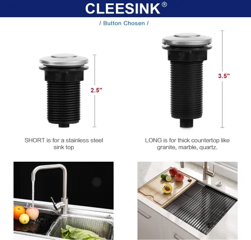 Miniatura 5 de CLEESINK - Interruptor para triturador de basura, kit inalámbrico de encendido/apagado por aire para eliminador de desechos de alimentos, acero