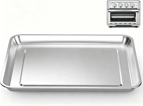 Bandeja para hornear de acero inoxidable, bandeja de repuesto para freidora de aire de 12.4 x 11 pulgadas para freidora de aire Cuisinart TOA-060 y