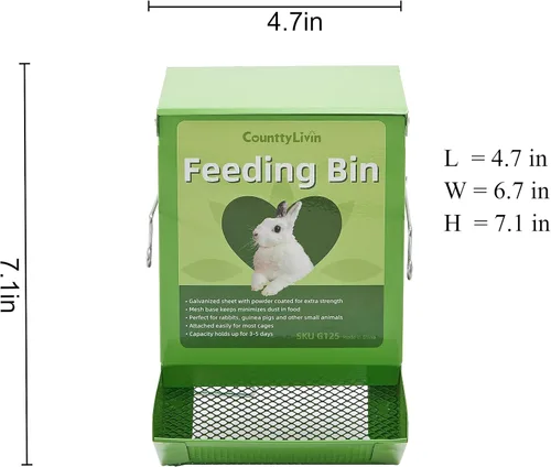 Miniatura 2 de Comedero de metal para animales pequeños con tapa, resistente, dispensador de alimentos de gran capacidad, ideal para conejos, cobayas, chinchillas