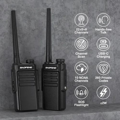 Miniatura 2 de BAOFENG Radio MP31 GMRS Radio portátil de dos vías, walkie talkies recargables impermeables con escaneo y recepción NOAA, compatible con repetidor
