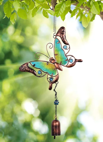 Miniatura 2 de Sunset Vista Designs Decoración colgante de mariposa de metal y vidrio