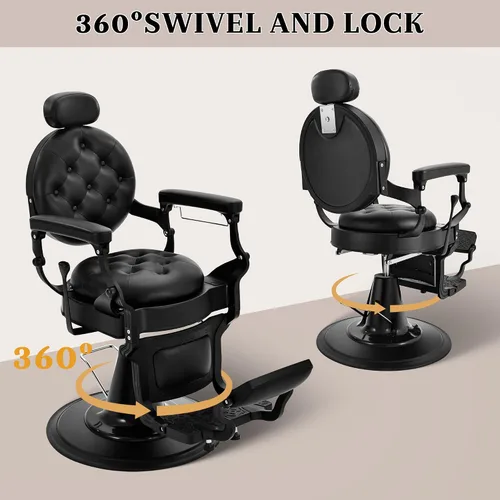 Miniatura 5 de Sillas de peluquería negras para peluquería, silla reclinable hidráulica de alta resistencia para estilista, champú multiusos para belleza, spa