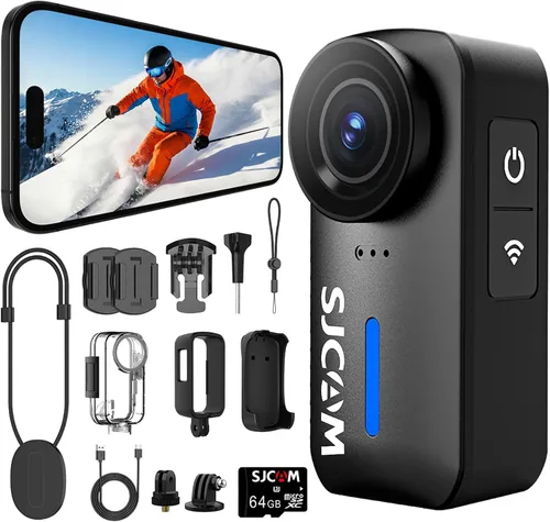 SJCAM Mini cámara corporal C110+ 4K con estabilización giroscópica de 6 ejes, cámara POV magnética gran angular de 170°, resistente al agua de 30M,