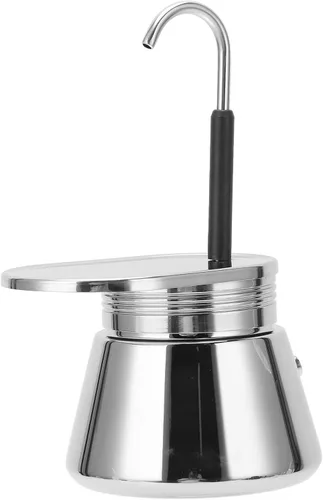 Miniatura 4 de Cafetera portátil de acero inoxidable para estufa de un solo canal, cafetera de café clásico para acampar en casa 50mL