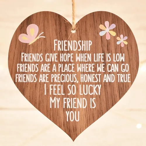 Miniatura 3 de I’m lucky my friend is you best friends wooden hanging heart sentimental inspirational gift for cheer up women friendship present uk her