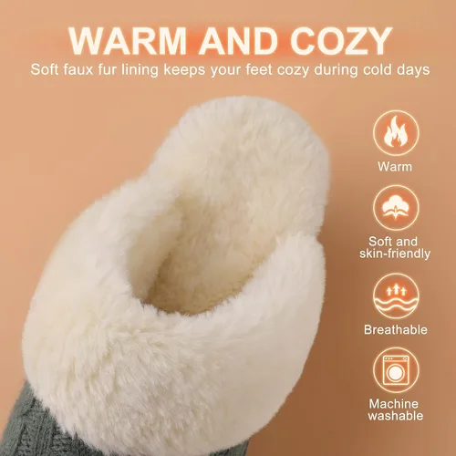 Miniatura 3 de DREAM PAIRS - Pantuflas de punto trenzado y piel sintética para mujer