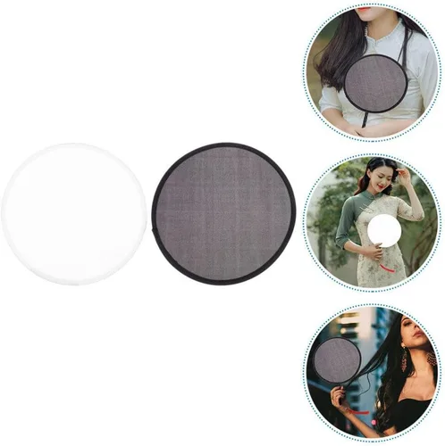 Miniatura 6 de VOSAREA Mini ventilador de mano plegable redondo, 2 unidades, ventilador de mano plegable de verano, ventilador de mano plegable para mujeres