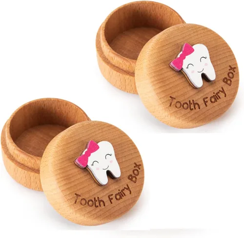 Miniatura 7 de Caja de madera de hadas de dientes para niñas y niños, bonita caja de dientes con diente 3D, almacenamiento de dientes perdidos para niños, caja