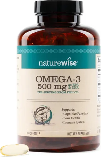 Miniatura 13 de NatureWise Aceite de pescado Omega 3, 500 mg de Omega 3 por porción, 300 mg de EPA y 200 mg de DHA, de origen sostenible para pureza, sabor a limón